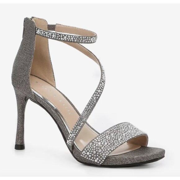 Kelly & Katie Nielle Strappy Glitter Sandal Heel Sz 9.5M (41) Evening Party 4" - Picture 1 of 12